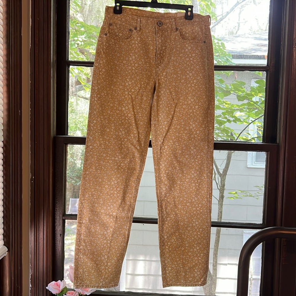 American Eagle Yellow Flower Print Jeans ‘90s Straight